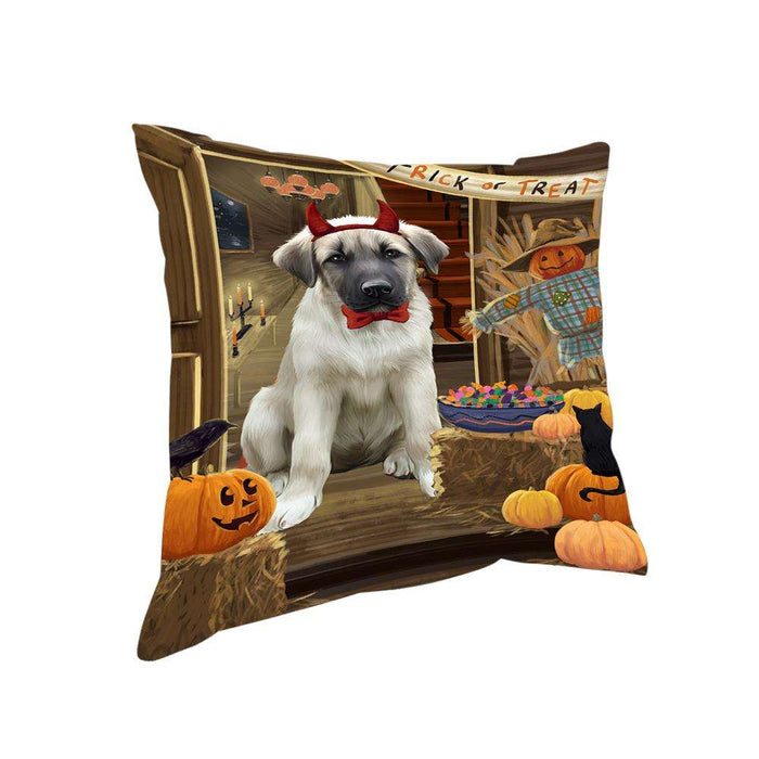 Enter at Own Risk Trick or Treat Halloween Anatolian Shepherd Dog Pillow PIL68316