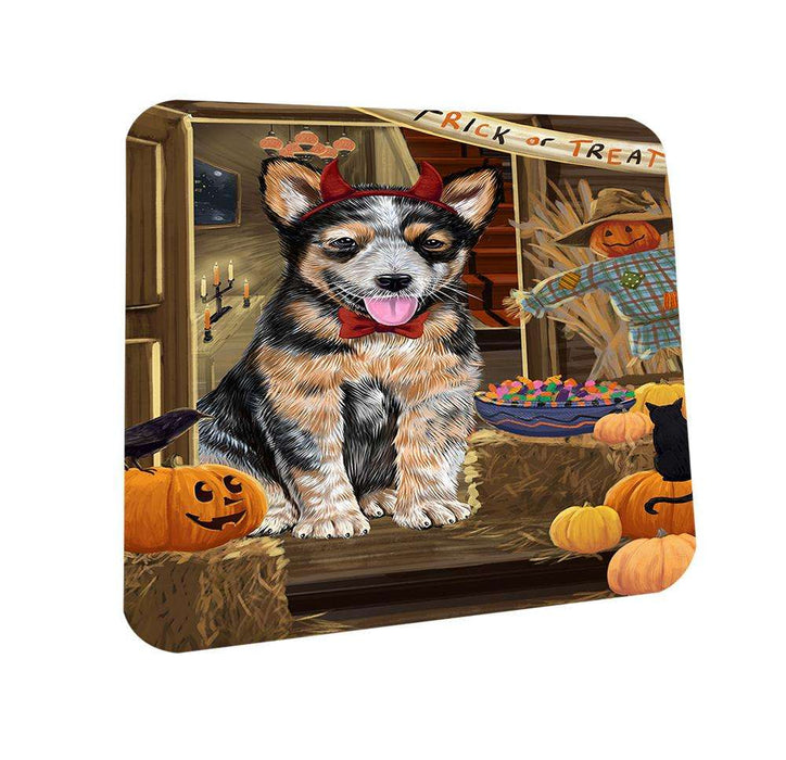 Enter at Own Risk Trick or Treat Halloween Australian Cattle Dog Coasters Set of 4 CST52916