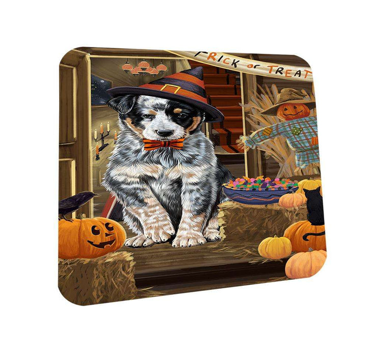 Enter at Own Risk Trick or Treat Halloween Australian Cattle Dog Coasters Set of 4 CST52917