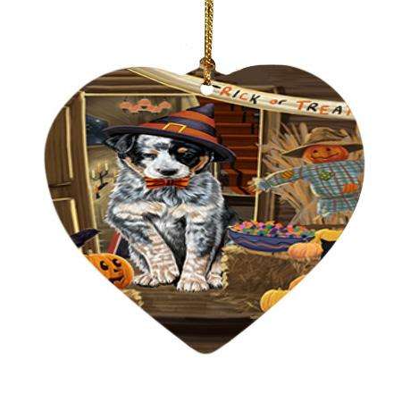 Enter at Own Risk Trick or Treat Halloween Australian Cattle Dog Heart Christmas Ornament HPOR52958