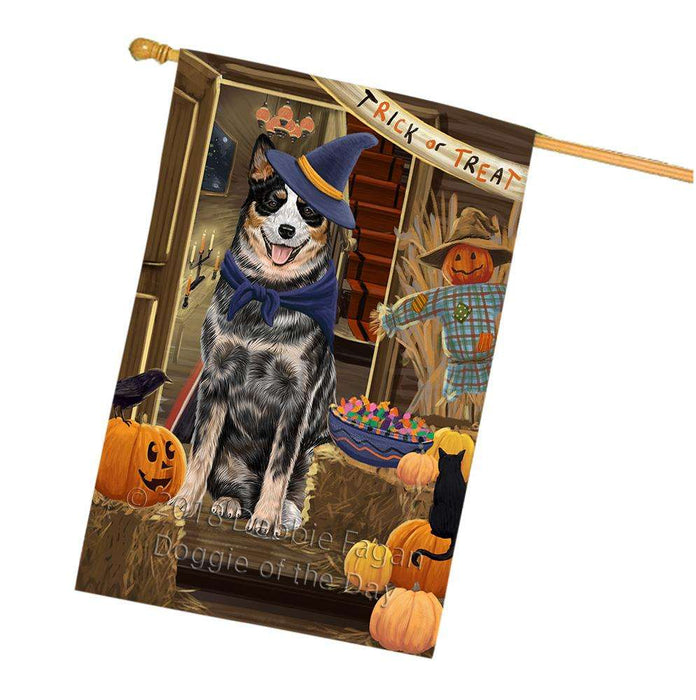 Enter at Own Risk Trick or Treat Halloween Australian Cattle Dog House Flag FLG53152