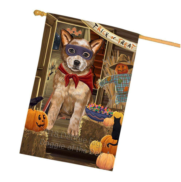 Enter at Own Risk Trick or Treat Halloween Australian Cattle Dog House Flag FLG53153