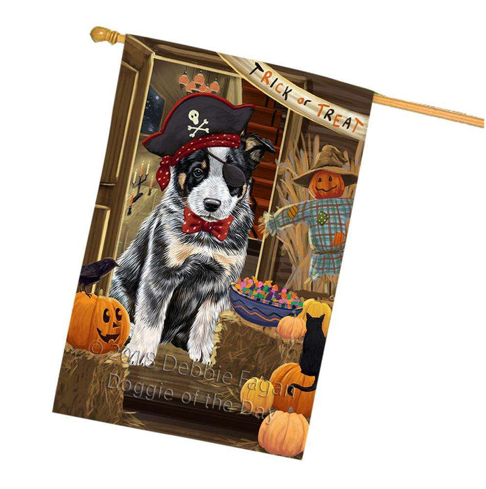 Enter at Own Risk Trick or Treat Halloween Australian Cattle Dog House Flag FLG53154