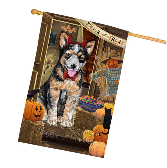 Enter at Own Risk Trick or Treat Halloween Australian Cattle Dog House Flag FLG53155