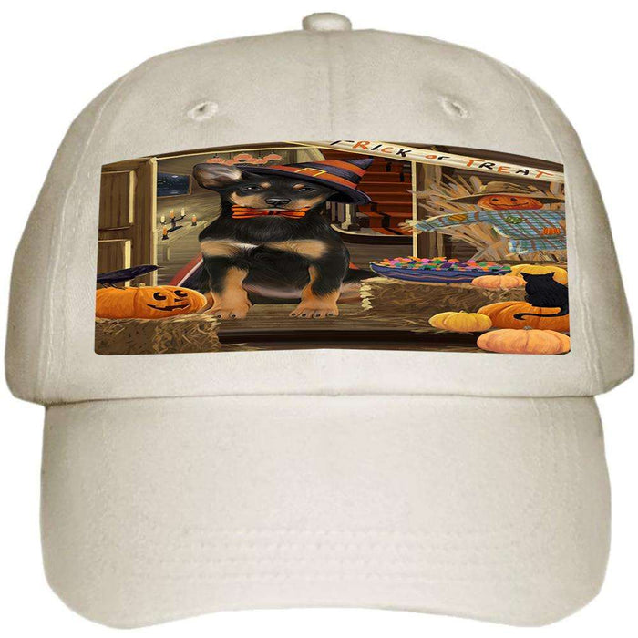 Enter at Own Risk Trick or Treat Halloween Australian Kelpie Dog Ball Hat Cap HAT62622