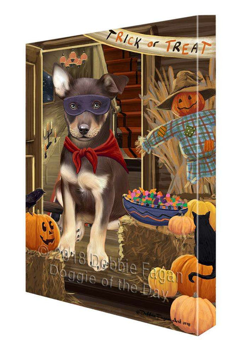 Enter at Own Risk Trick or Treat Halloween Australian Kelpie Dog Canvas Print Wall Art Décor CVS94490