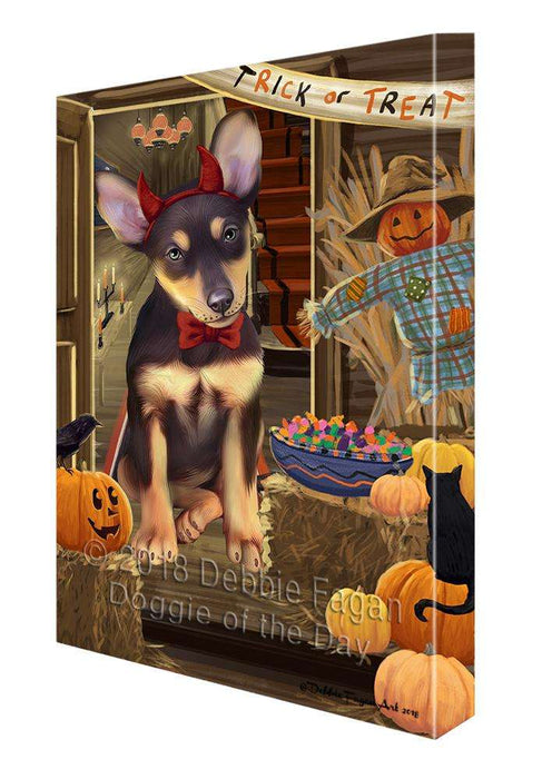 Enter at Own Risk Trick or Treat Halloween Australian Kelpie Dog Canvas Print Wall Art Décor CVS94508