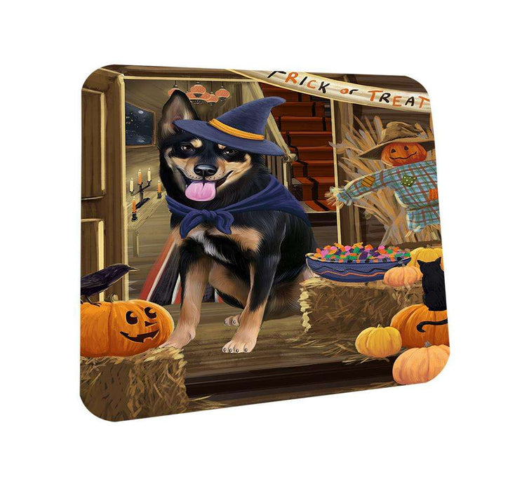 Enter at Own Risk Trick or Treat Halloween Australian Kelpie Dog Coasters Set of 4 CST52918