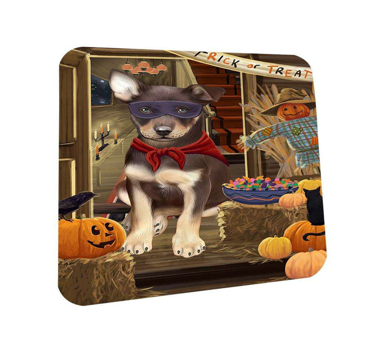 Enter at Own Risk Trick or Treat Halloween Australian Kelpie Dog Coasters Set of 4 CST52919