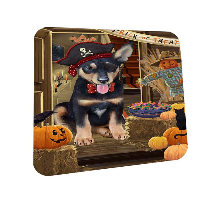 Enter at Own Risk Trick or Treat Halloween Australian Kelpie Dog Coasters Set of 4 CST52920