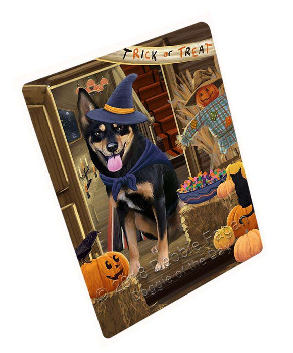 Enter at Own Risk Trick or Treat Halloween Australian Kelpie Dog Cutting Board C63321