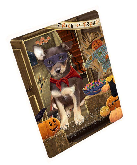 Enter at Own Risk Trick or Treat Halloween Australian Kelpie Dog Cutting Board C63324