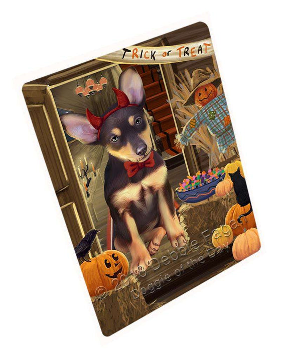 Enter at Own Risk Trick or Treat Halloween Australian Kelpie Dog Cutting Board C63330