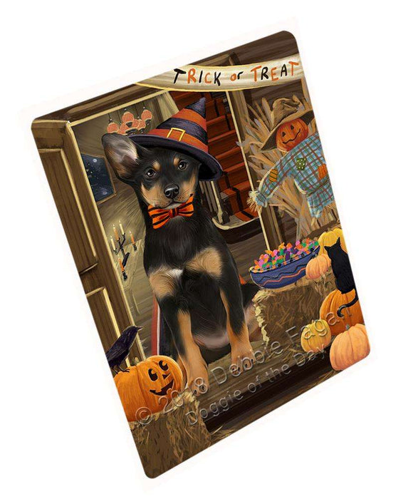 Enter at Own Risk Trick or Treat Halloween Australian Kelpie Dog Cutting Board C63333