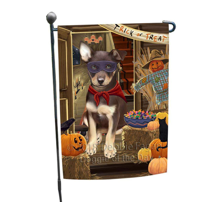 Enter at Own Risk Trick or Treat Halloween Australian Kelpie Dog Garden Flag GFLG53022