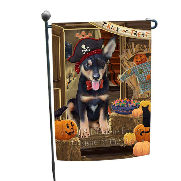 Enter at Own Risk Trick or Treat Halloween Australian Kelpie Dog Garden Flag GFLG53023