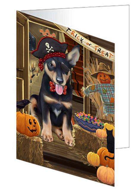 Enter at Own Risk Trick or Treat Halloween Australian Kelpie Dog Handmade Artwork Assorted Pets Greeting Cards and Note Cards with Envelopes for All Occasions and Holiday Seasons GCD62912