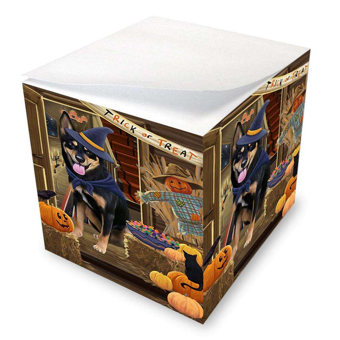 Enter at Own Risk Trick or Treat Halloween Australian Kelpie Dog Note Cube NOC52959