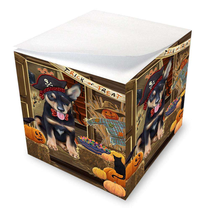 Enter at Own Risk Trick or Treat Halloween Australian Kelpie Dog Note Cube NOC52961