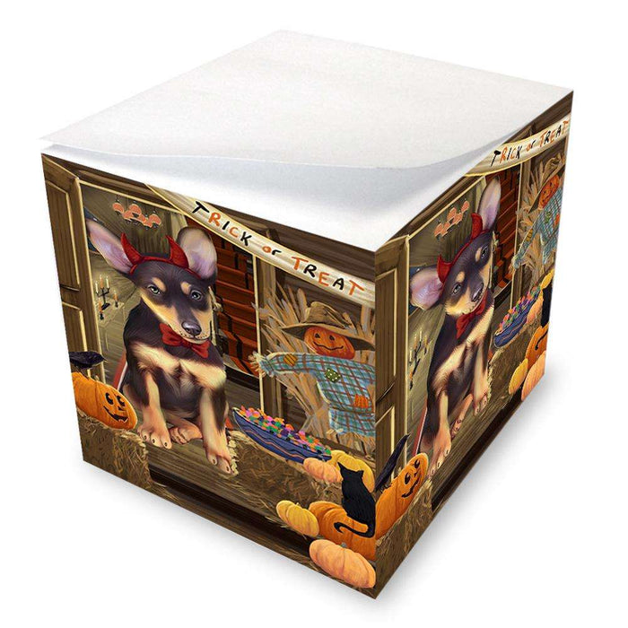 Enter at Own Risk Trick or Treat Halloween Australian Kelpie Dog Note Cube NOC52962