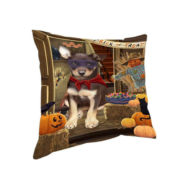 Enter at Own Risk Trick or Treat Halloween Australian Kelpie Dog Pillow PIL68348