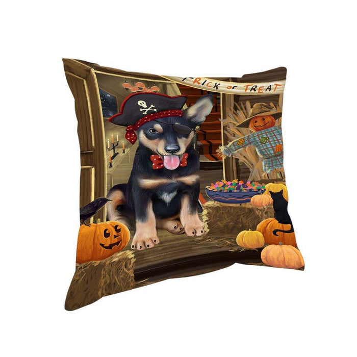 Enter at Own Risk Trick or Treat Halloween Australian Kelpie Dog Pillow PIL68352