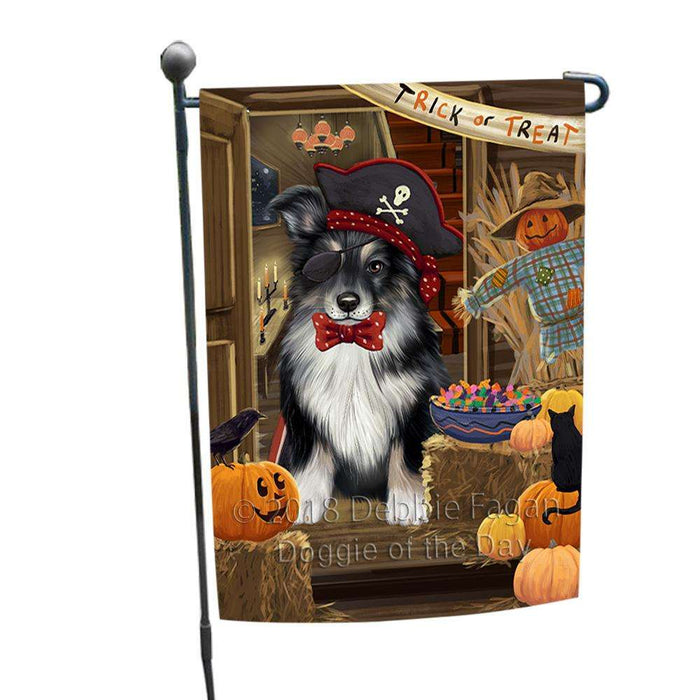 Enter at Own Risk Trick or Treat Halloween Australian Shepherd Dog Garden Flag GFLG53028