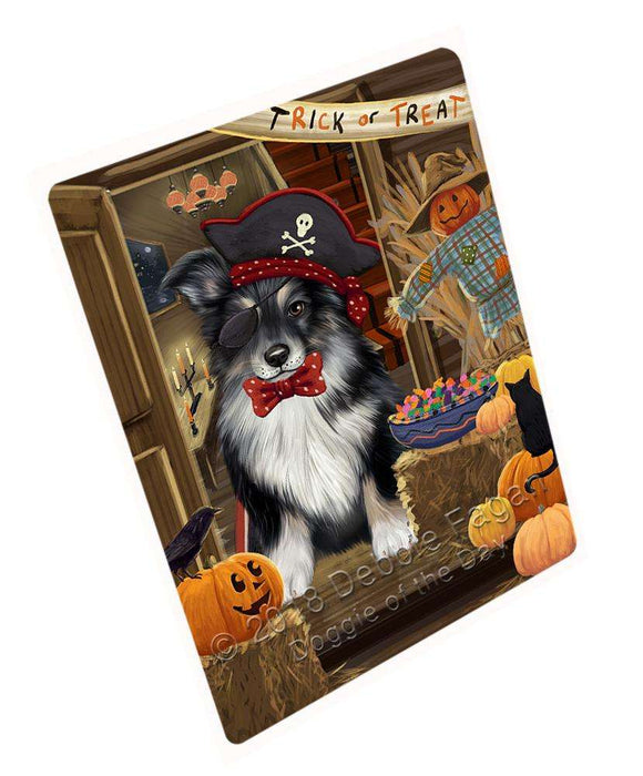 Enter At Own Risk Trick Or Treat Halloween Australian Shepherd Dog Magnet Mini (3.5" x 2") MAG63342