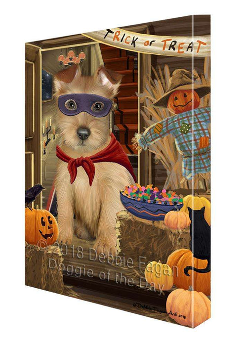 Enter at Own Risk Trick or Treat Halloween Australian Terrier Dog Canvas Print Wall Art Décor CVS94580