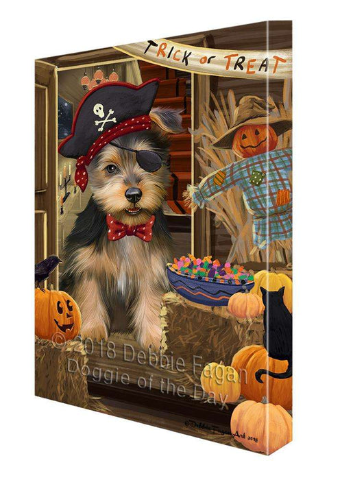 Enter at Own Risk Trick or Treat Halloween Australian Terrier Dog Canvas Print Wall Art Décor CVS94589