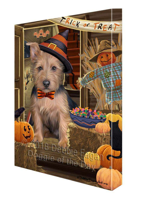 Enter at Own Risk Trick or Treat Halloween Australian Terrier Dog Canvas Print Wall Art Décor CVS94607