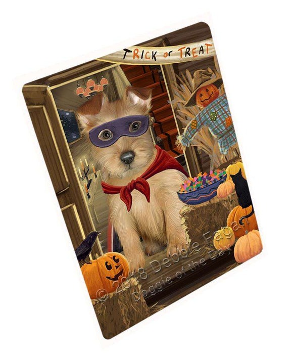 Enter at Own Risk Trick or Treat Halloween Australian Terrier Dog Cutting Board C63354