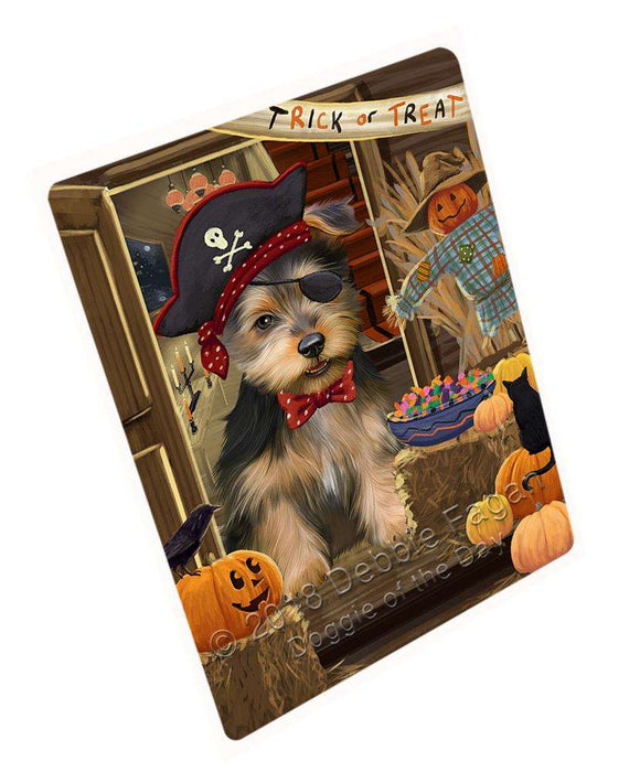 Enter At Own Risk Trick Or Treat Halloween Australian Terrier Dog Magnet Mini (3.5" x 2") MAG63357