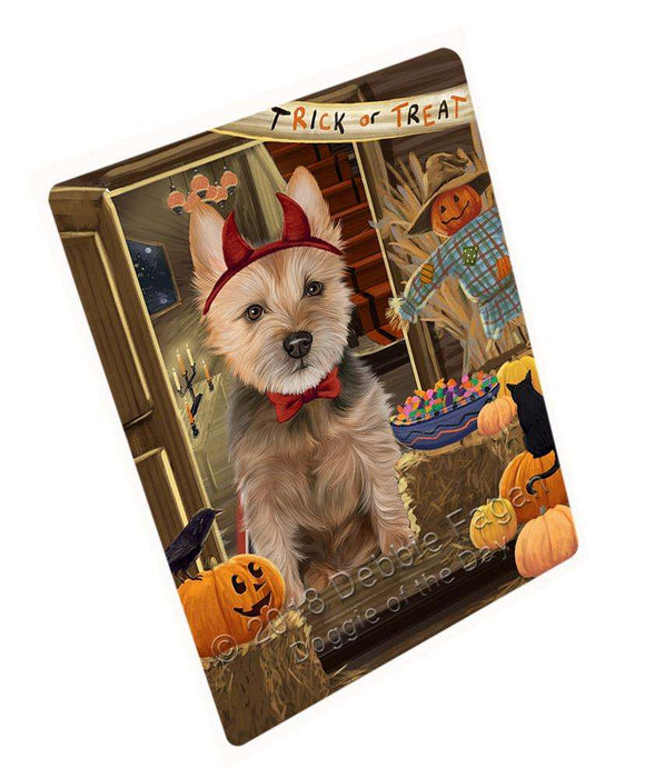 Enter At Own Risk Trick Or Treat Halloween Australian Terrier Dog Magnet Mini (3.5" x 2") MAG63360