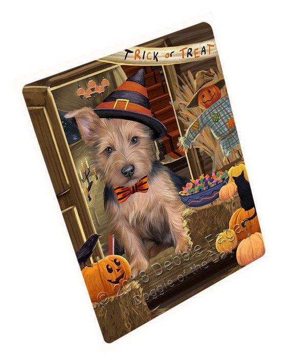 Enter At Own Risk Trick Or Treat Halloween Australian Terrier Dog Magnet Mini (3.5" x 2") MAG63363