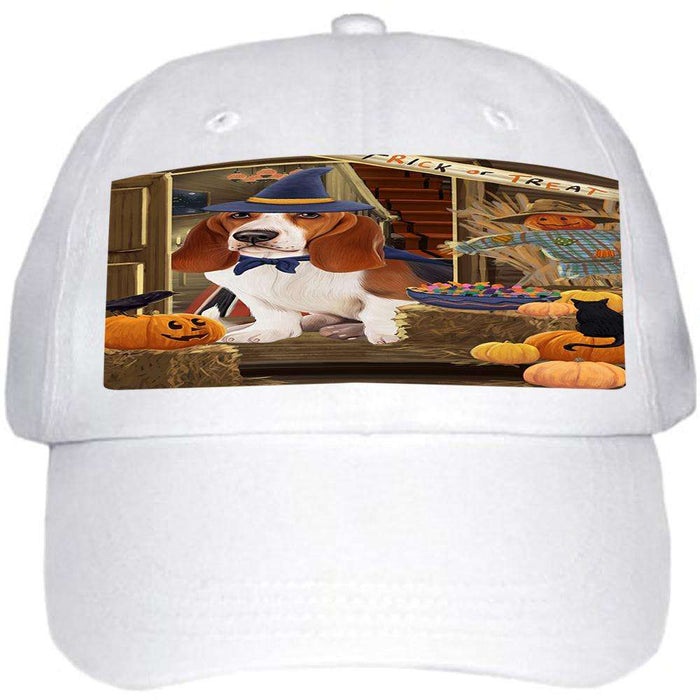 Enter at Own Risk Trick or Treat Halloween Basset Hound Dog Ball Hat Cap HAT62655