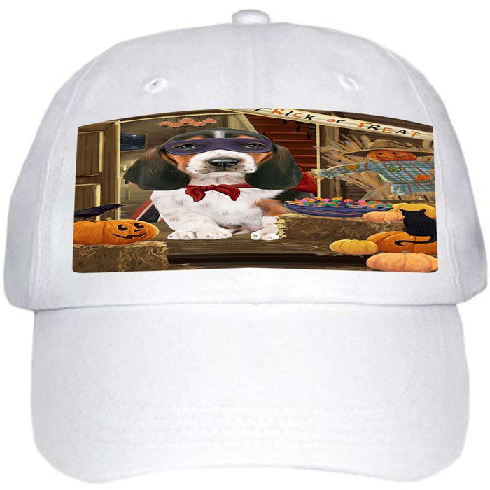 Enter at Own Risk Trick or Treat Halloween Basset Hound Dog Ball Hat Cap HAT62658