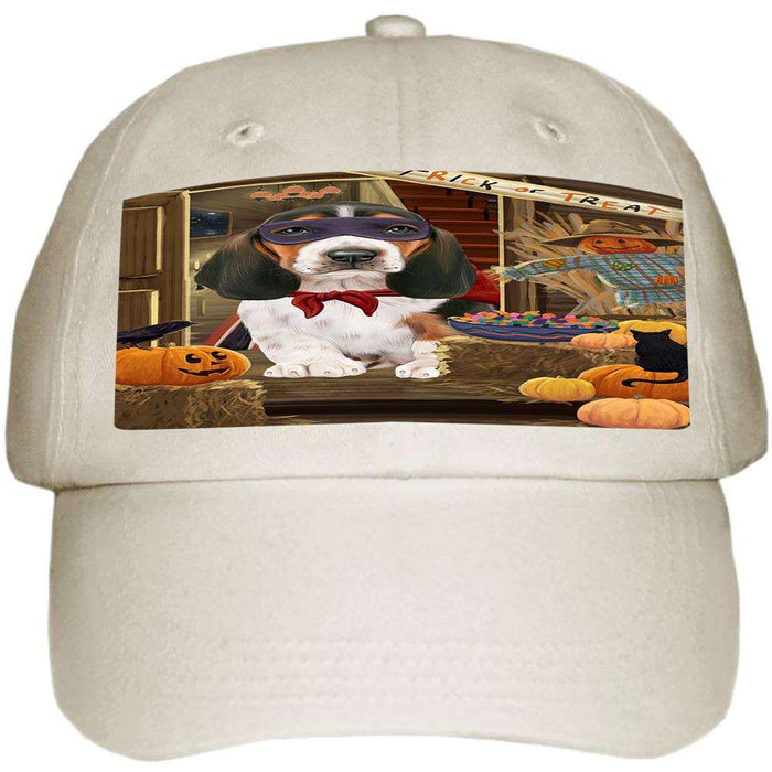 Enter at Own Risk Trick or Treat Halloween Basset Hound Dog Ball Hat Cap HAT62658
