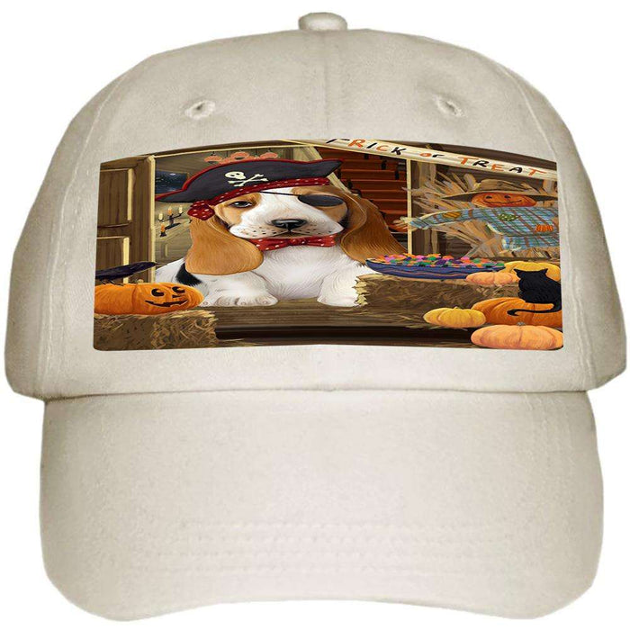 Enter at Own Risk Trick or Treat Halloween Basset Hound Dog Ball Hat Cap HAT62661
