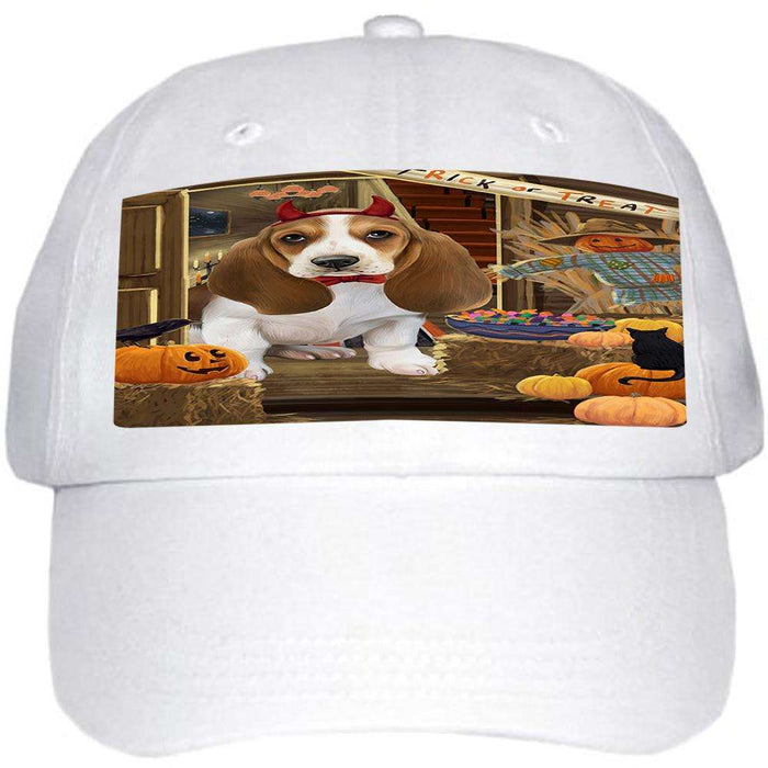 Enter at Own Risk Trick or Treat Halloween Basset Hound Dog Ball Hat Cap HAT62664