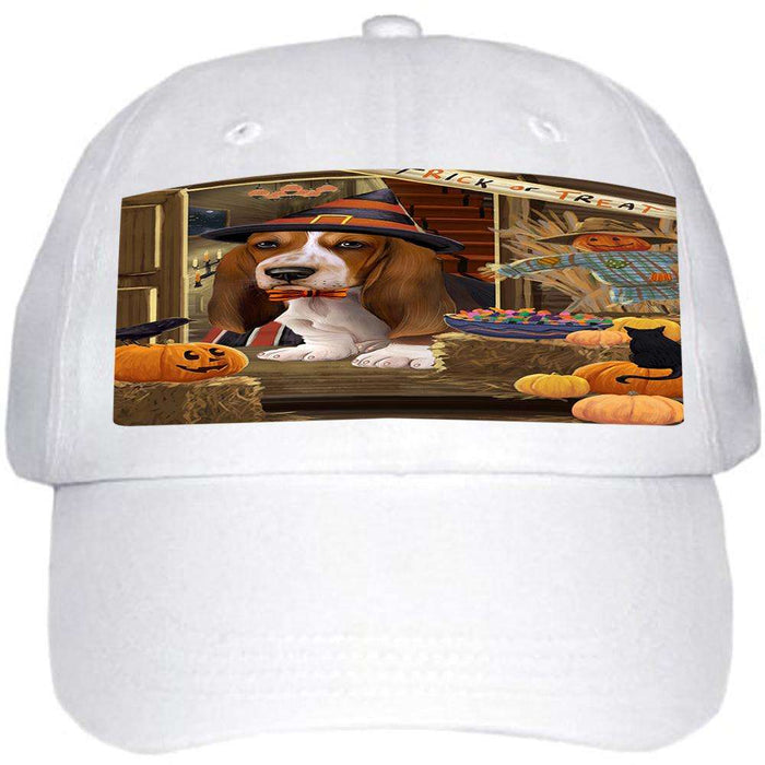 Enter at Own Risk Trick or Treat Halloween Basset Hound Dog Ball Hat Cap HAT62667