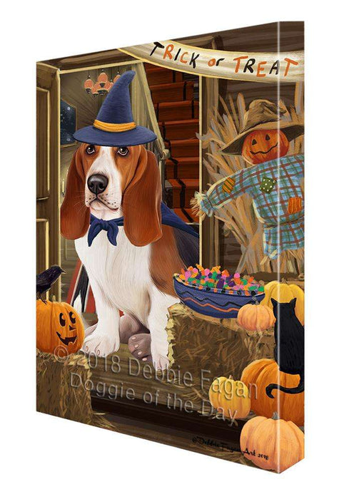 Enter at Own Risk Trick or Treat Halloween Basset Hound Dog Canvas Print Wall Art Décor CVS94616