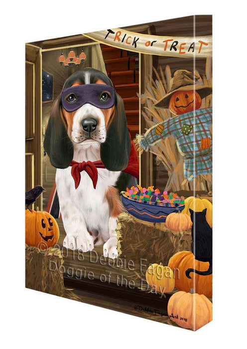 Enter at Own Risk Trick or Treat Halloween Basset Hound Dog Canvas Print Wall Art Décor CVS94625