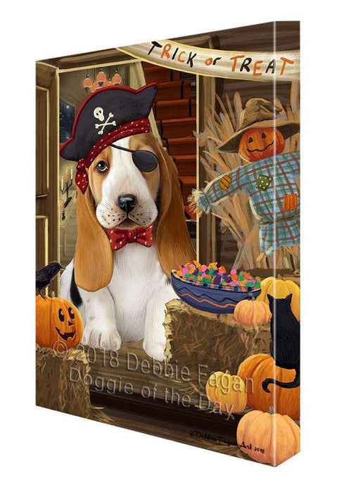 Enter at Own Risk Trick or Treat Halloween Basset Hound Dog Canvas Print Wall Art Décor CVS94634