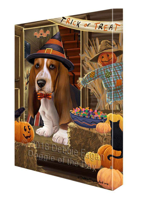 Enter at Own Risk Trick or Treat Halloween Basset Hound Dog Canvas Print Wall Art Décor CVS94652