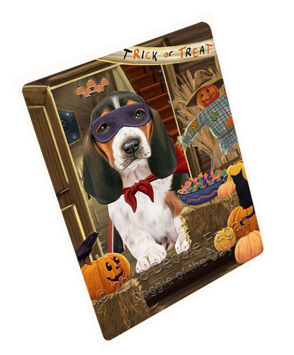 Enter at Own Risk Trick or Treat Halloween Basset Hound Dog Cutting Board C63369