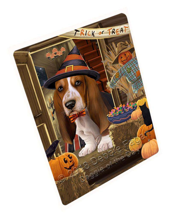 Enter at Own Risk Trick or Treat Halloween Basset Hound Dog Cutting Board C63378