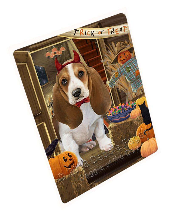 Enter At Own Risk Trick Or Treat Halloween Basset Hound Dog Magnet Mini (3.5" x 2") MAG63375