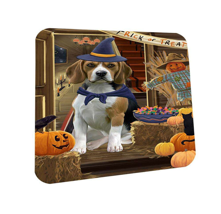 Enter at Own Risk Trick or Treat Halloween Beagle Dog Coasters Set of 4 CST52938