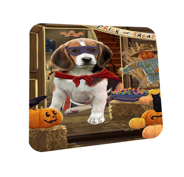 Enter at Own Risk Trick or Treat Halloween Beagle Dog Coasters Set of 4 CST52939